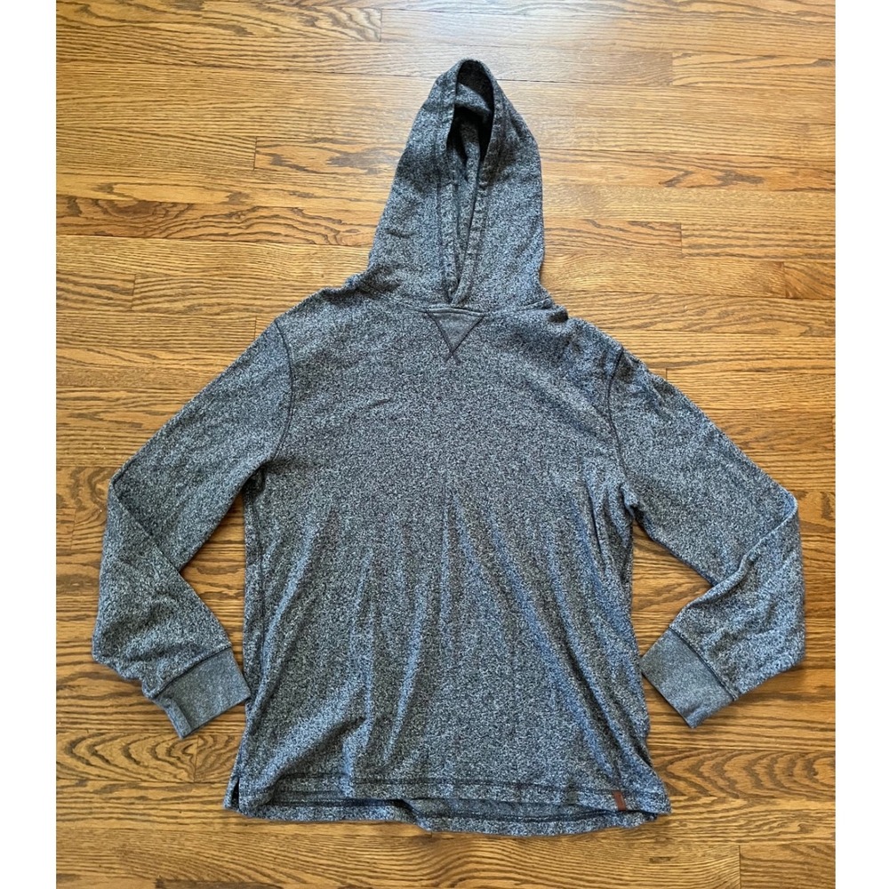 Roots Mens XL Salt and Pepper Marl Cotton Knit Hoodie Gray Pullover